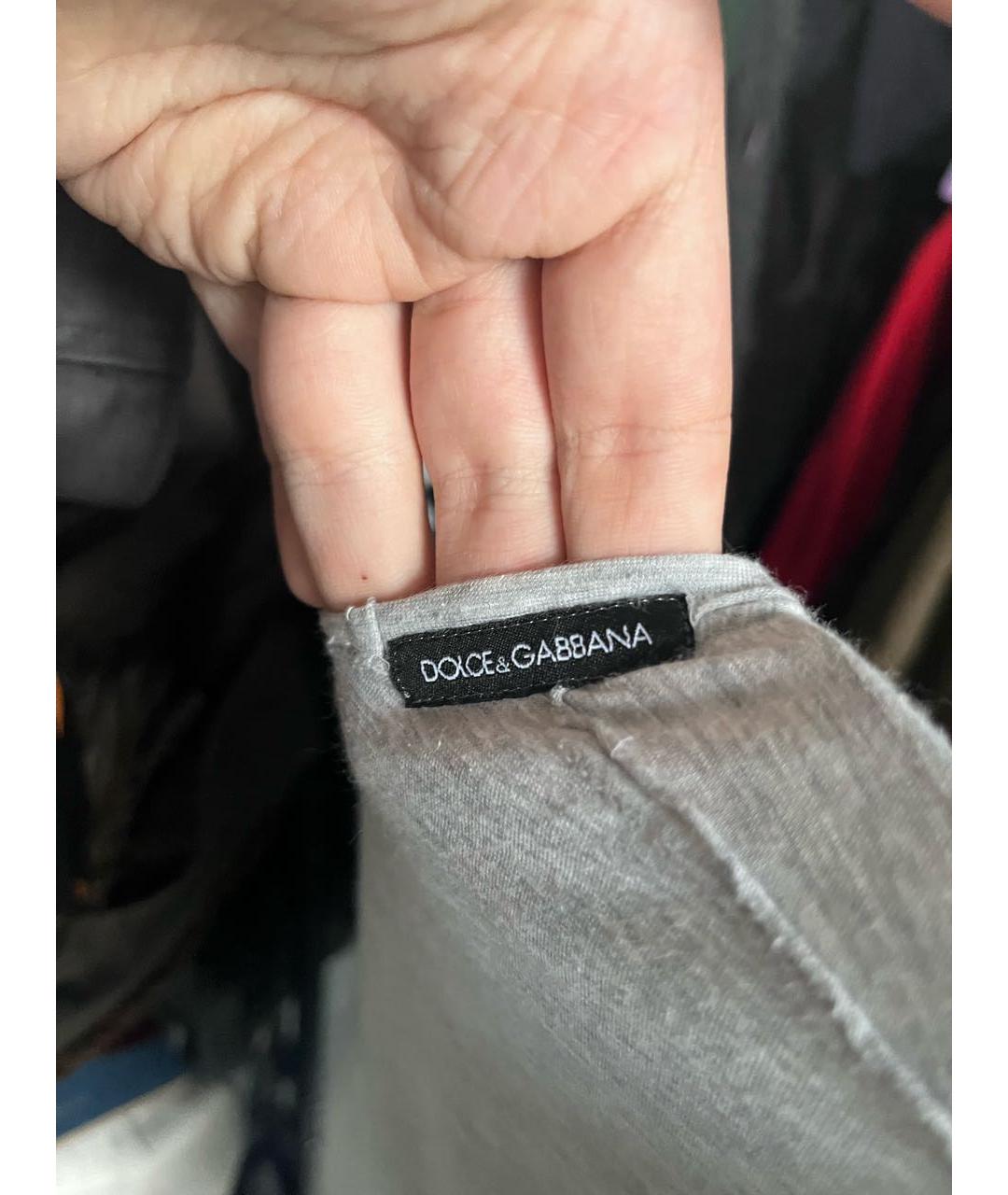 DOLCE&GABBANA Серая хлопковая футболка, фото 4