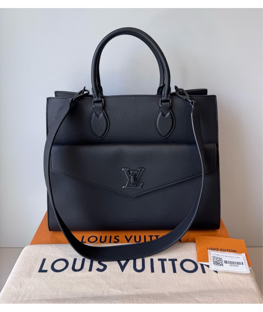 LOUIS VUITTON Черная кожаная сумка через плечо, фото 2