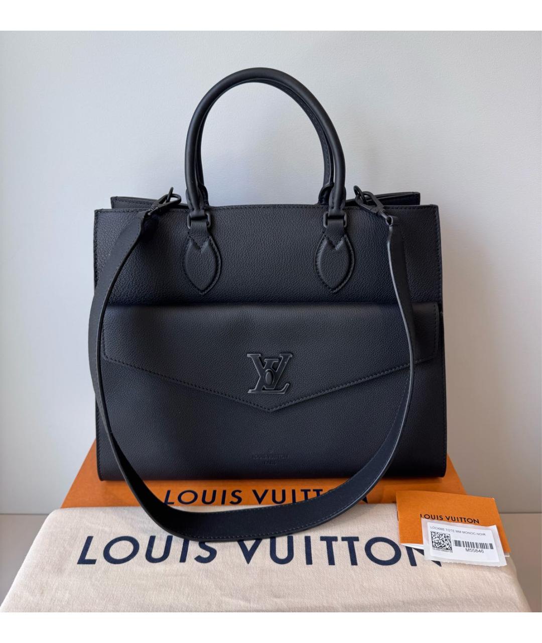 LOUIS VUITTON Черная кожаная сумка через плечо, фото 9