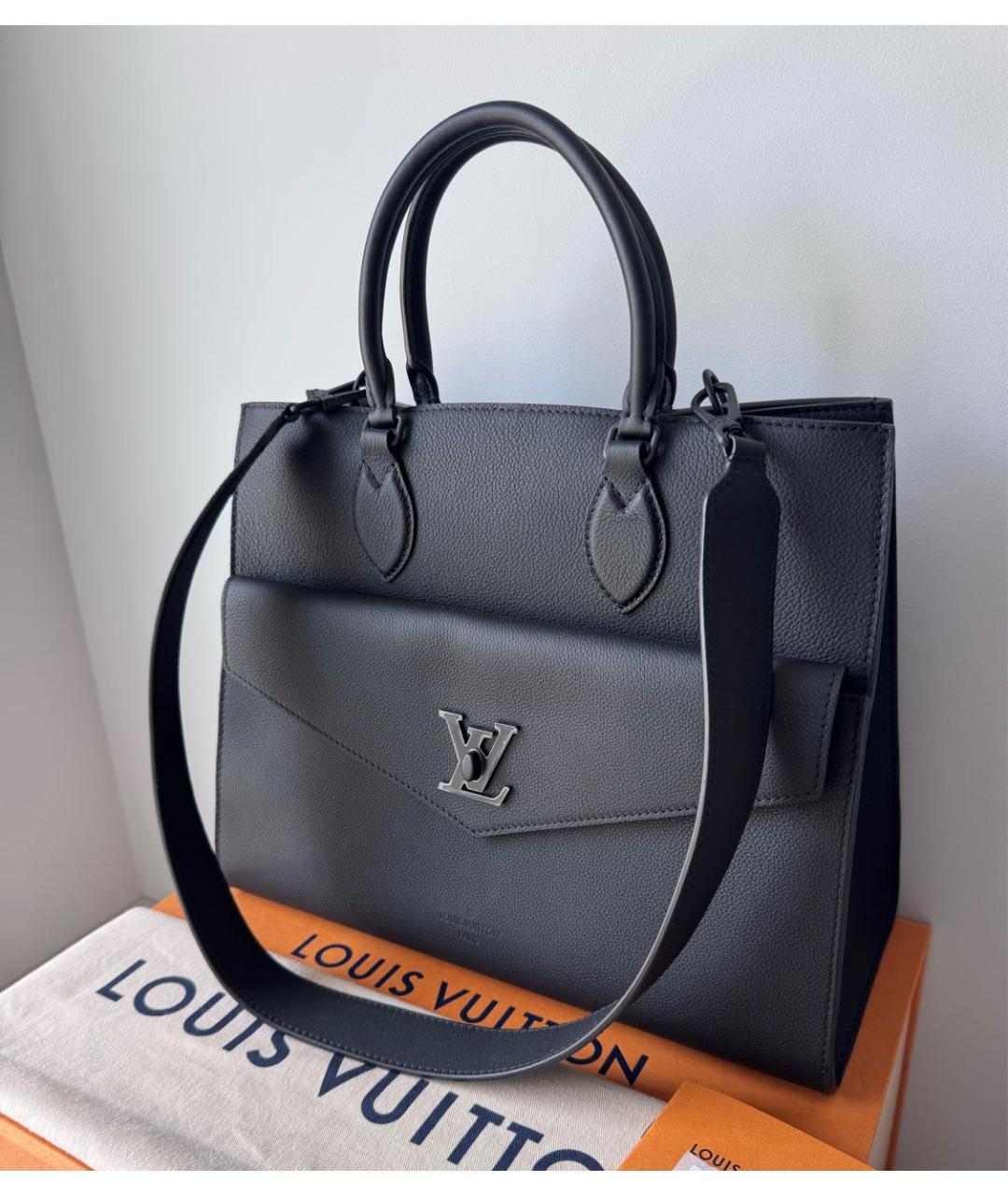 LOUIS VUITTON Черная кожаная сумка через плечо, фото 3