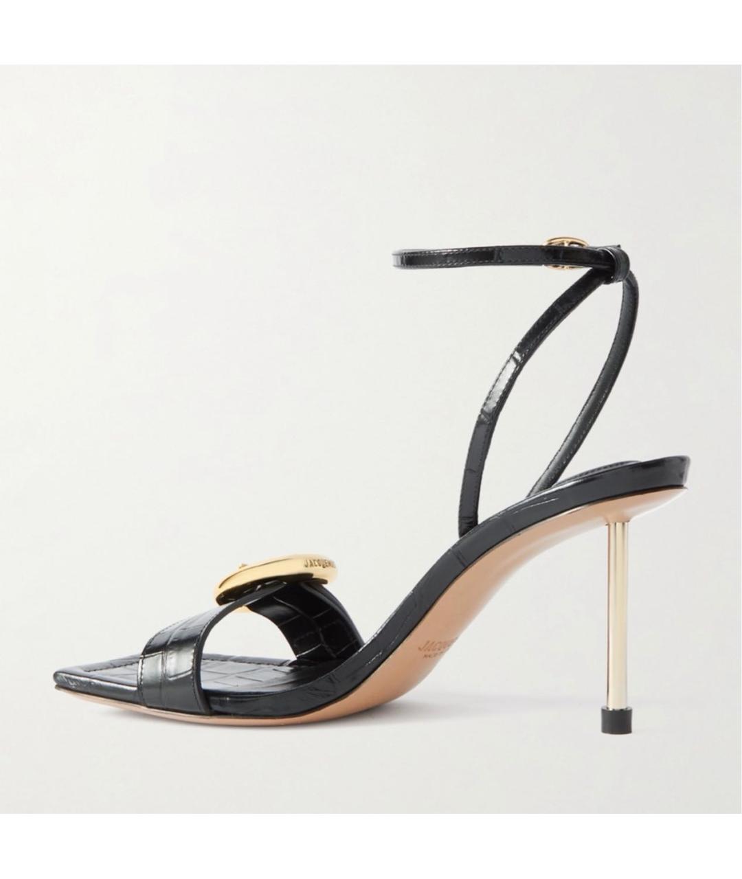 JACQUEMUS Черные босоножки из лакированной кожи, фото 4