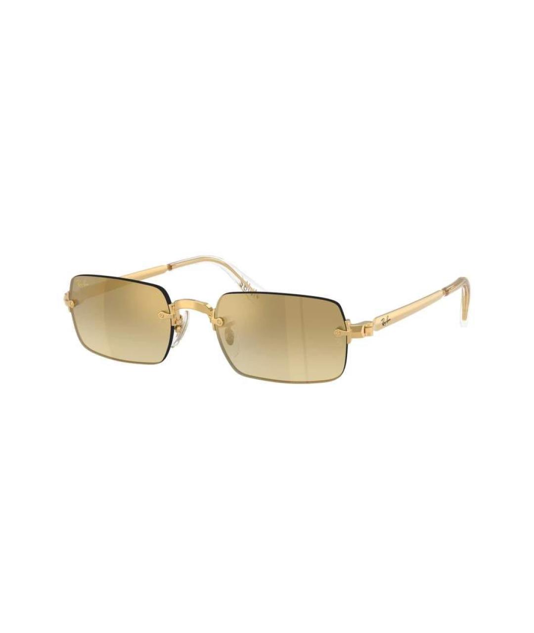 RAY BAN Бежевые металлические солнцезащитные очки, фото 1