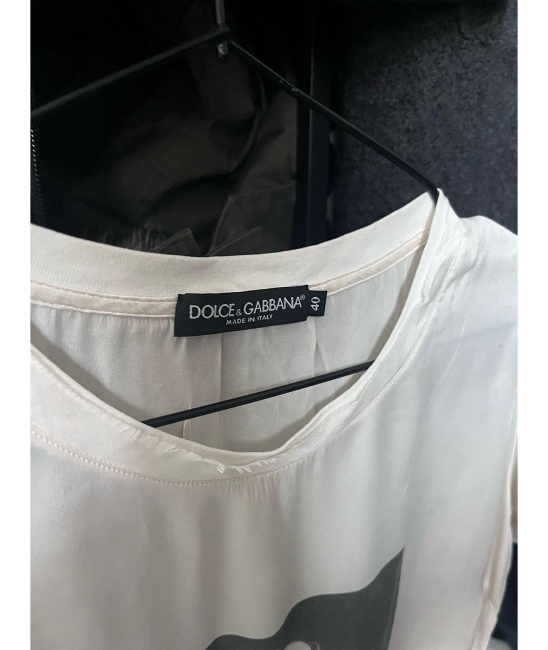 DOLCE&GABBANA Белая шелковая футболка, фото 5