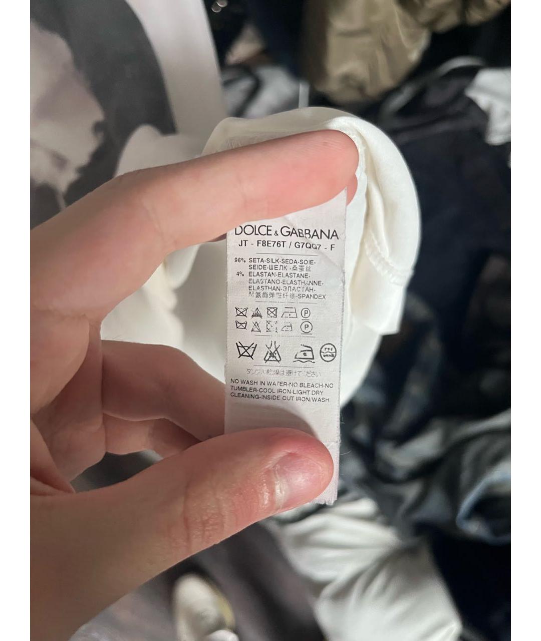 DOLCE&GABBANA Белая шелковая футболка, фото 3