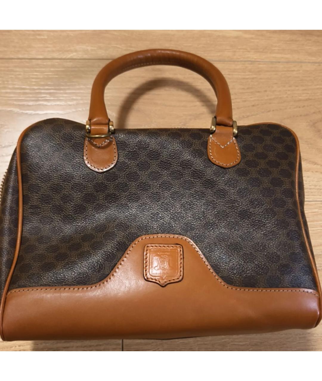 CELINE Коричневая кожаная сумка с короткими ручками, фото 2