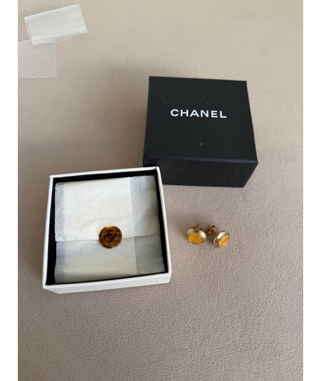 CHANEL Золотые латунные серьги, фото 3