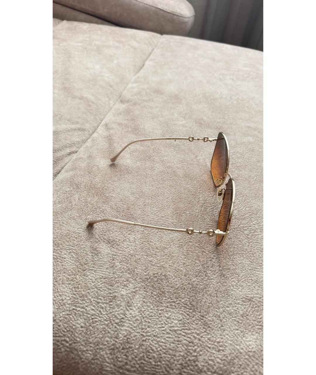 GUCCI Золотые металлические солнцезащитные очки, фото 2