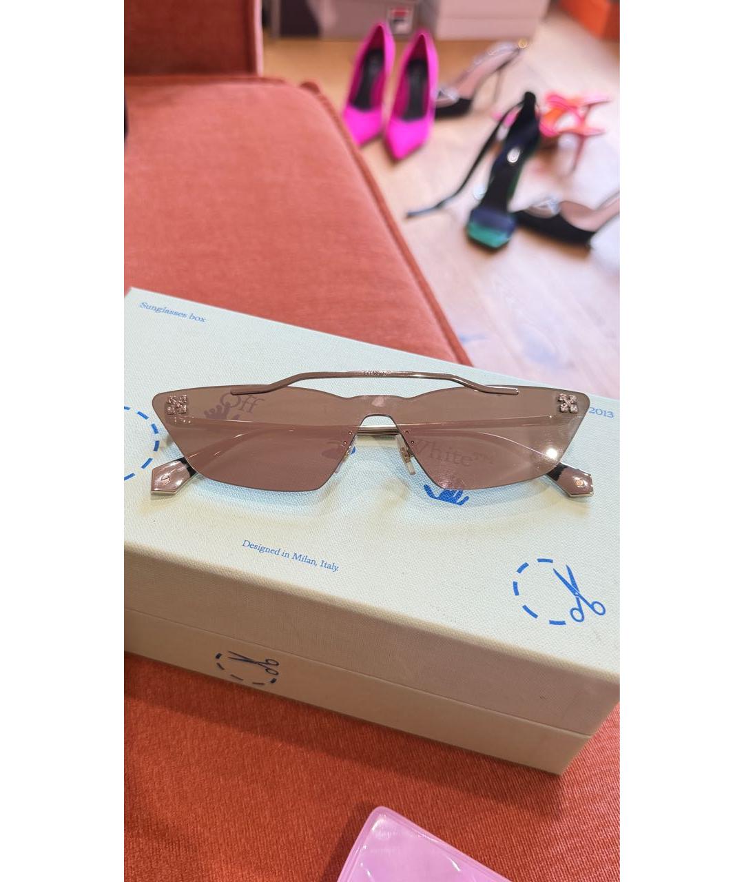 OFF-WHITE Серебряные металлические солнцезащитные очки, фото 5