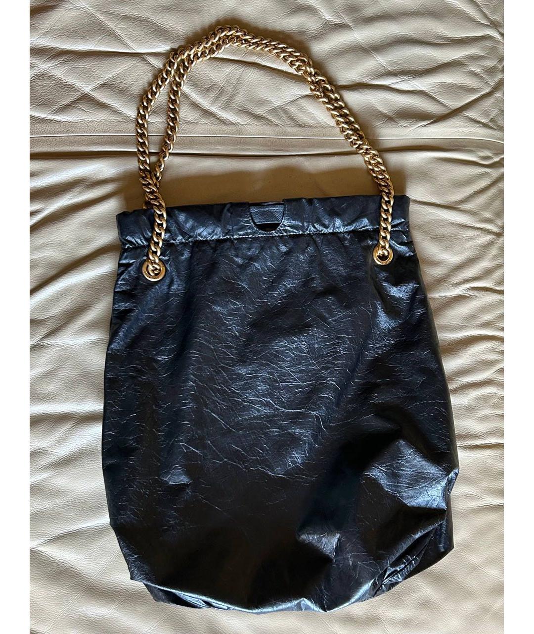 BALENCIAGA Черная кожаная сумка через плечо, фото 2