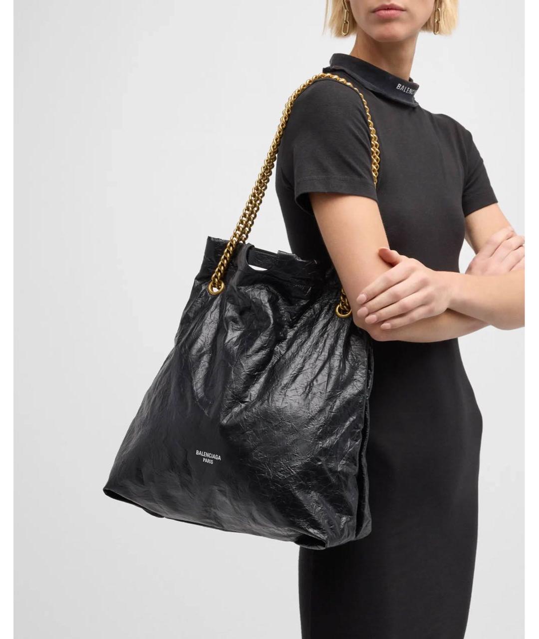 BALENCIAGA Черная кожаная сумка через плечо, фото 3