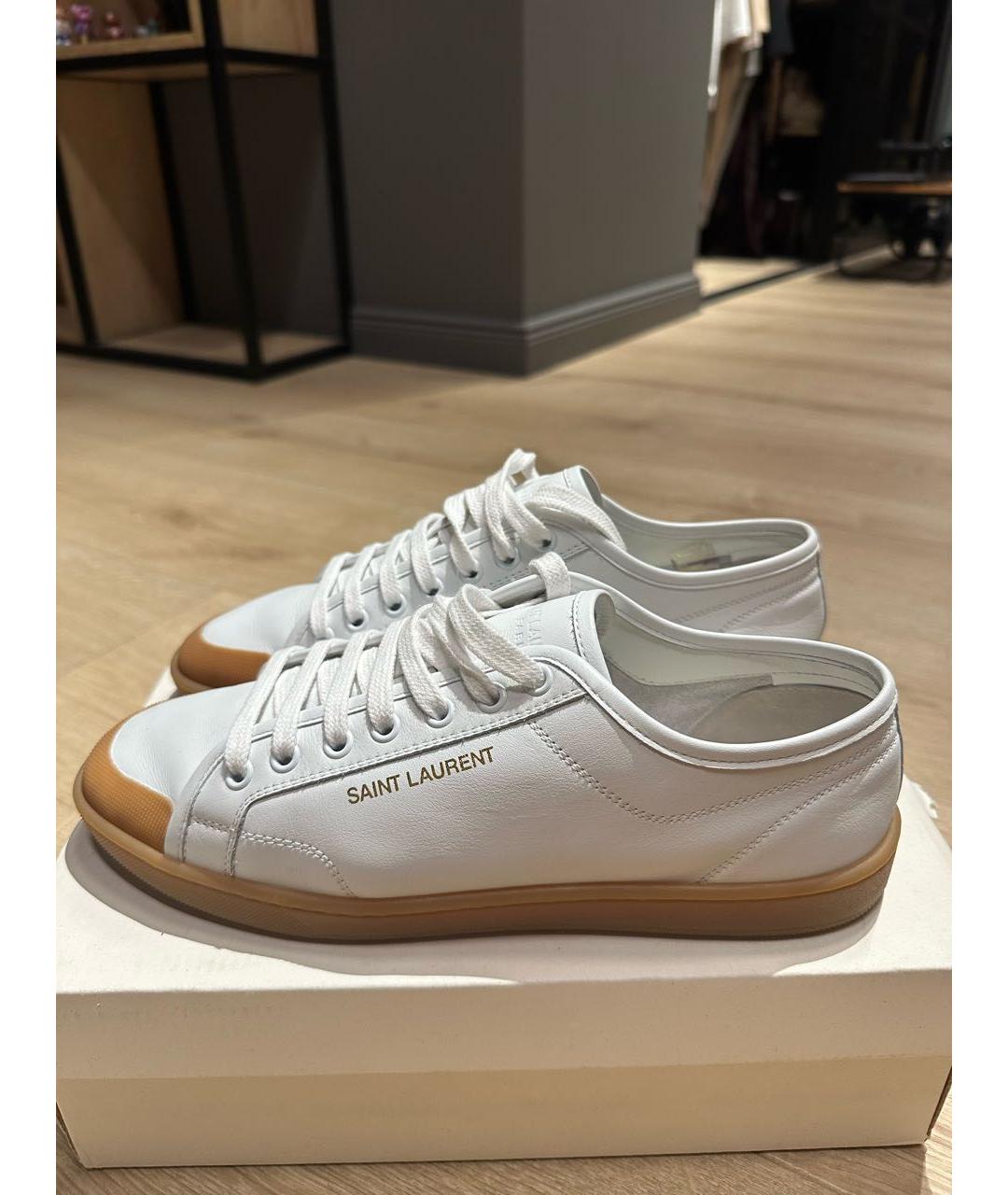 SAINT LAURENT Белые кожаные кеды, фото 6