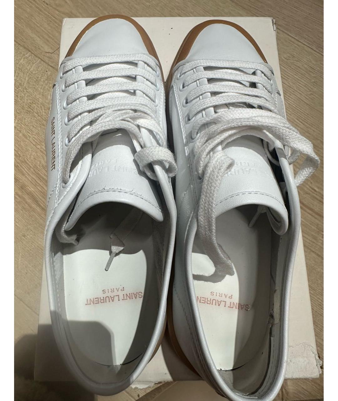 SAINT LAURENT Белые кожаные кеды, фото 3