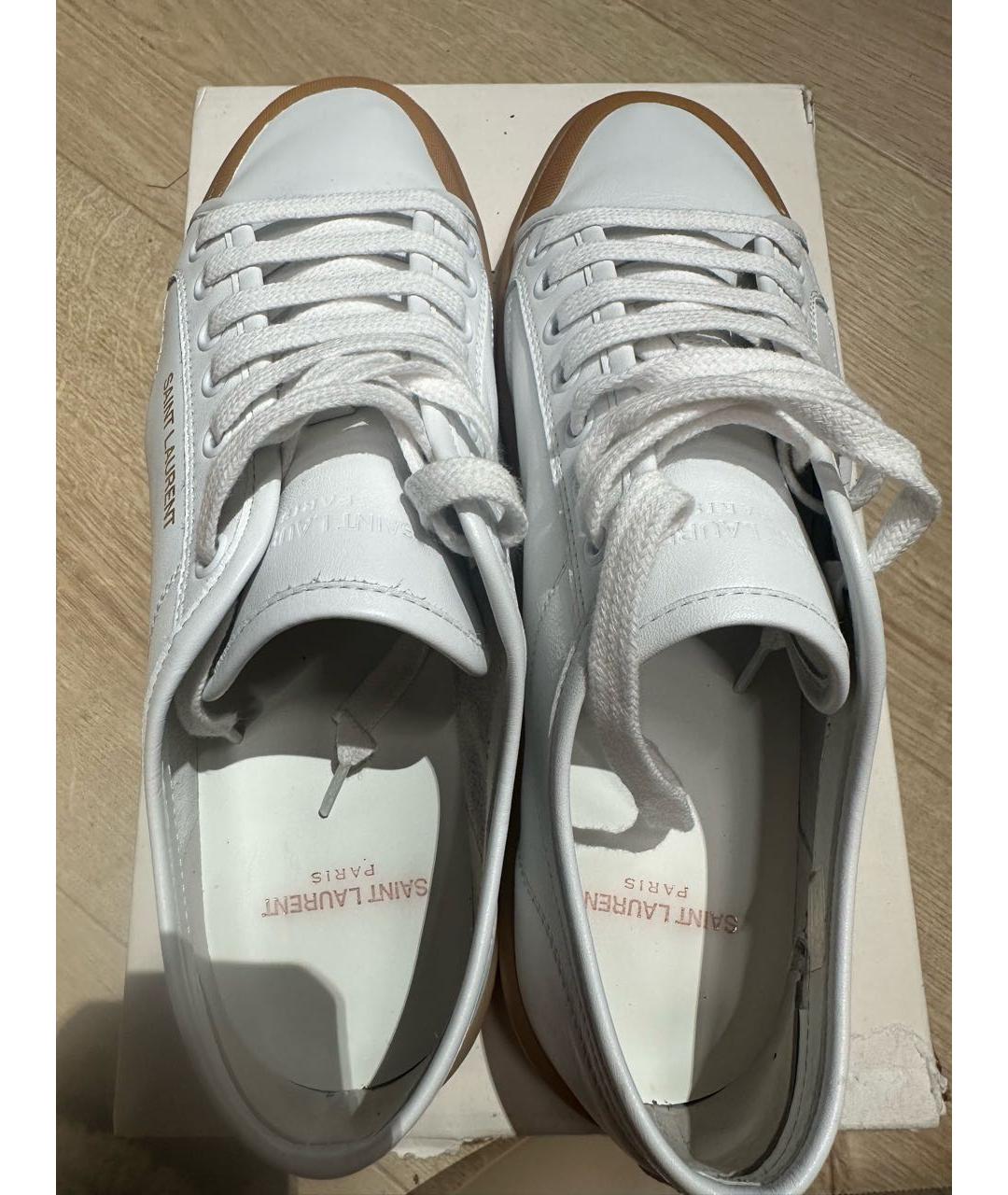 SAINT LAURENT Белые кожаные кеды, фото 8