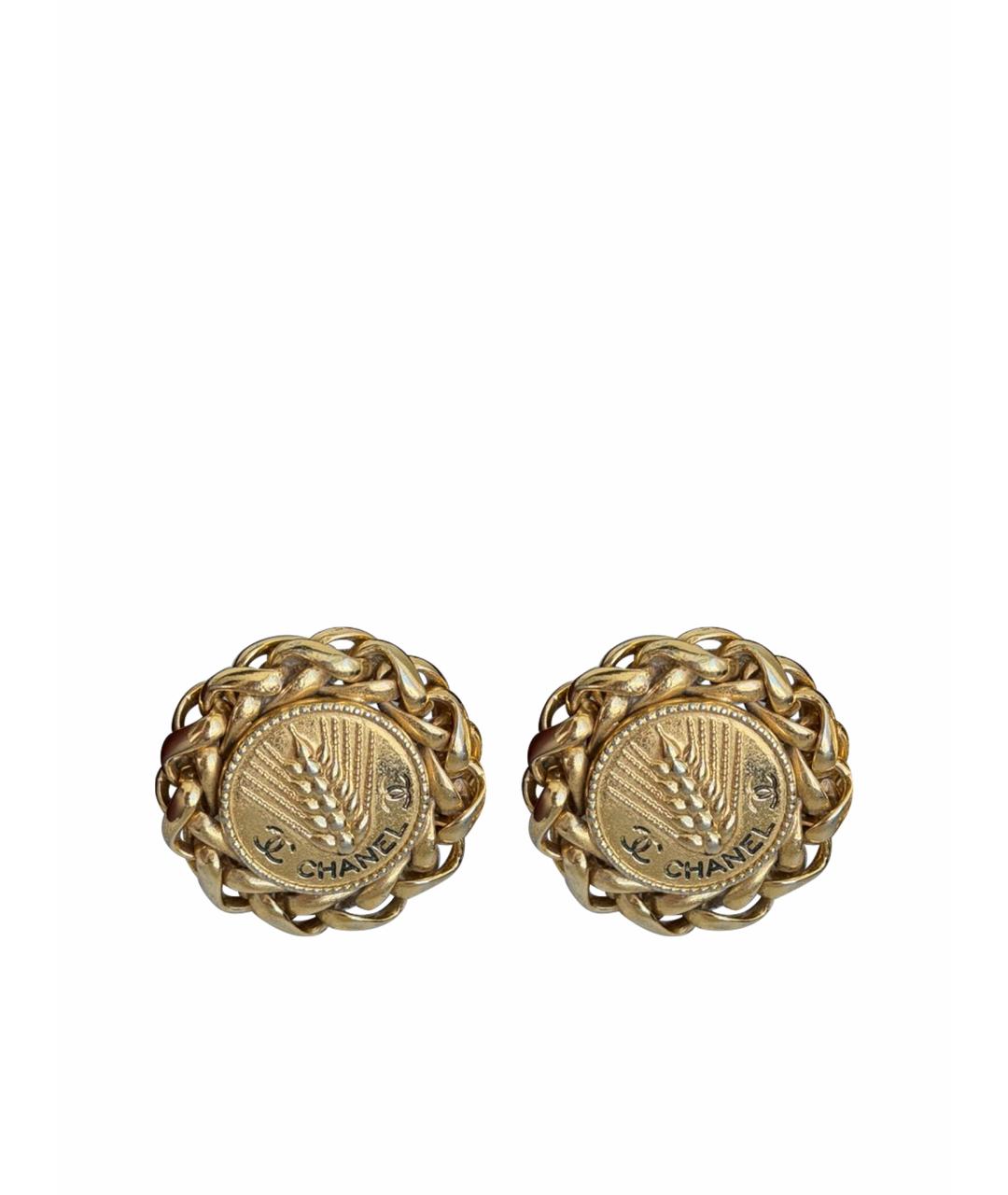 CHANEL Золотые латунные клипсы, фото 1