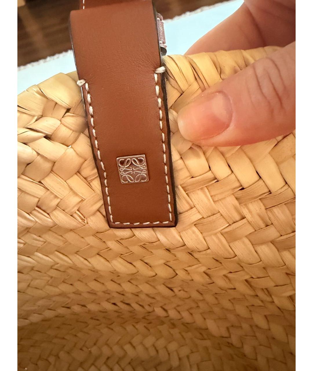 LOEWE Бежевая плетеная пляжная сумка, фото 3