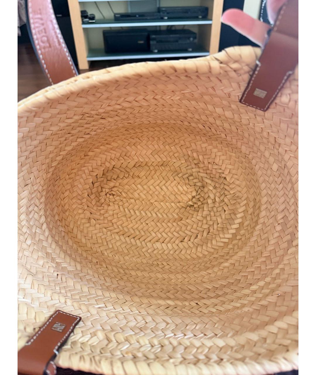 LOEWE Бежевая плетеная пляжная сумка, фото 2