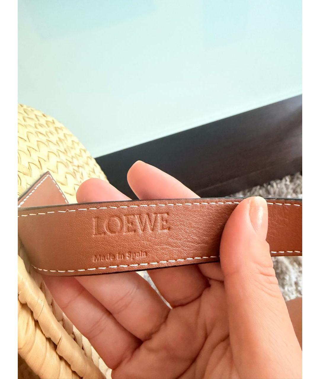 LOEWE Бежевая плетеная пляжная сумка, фото 4