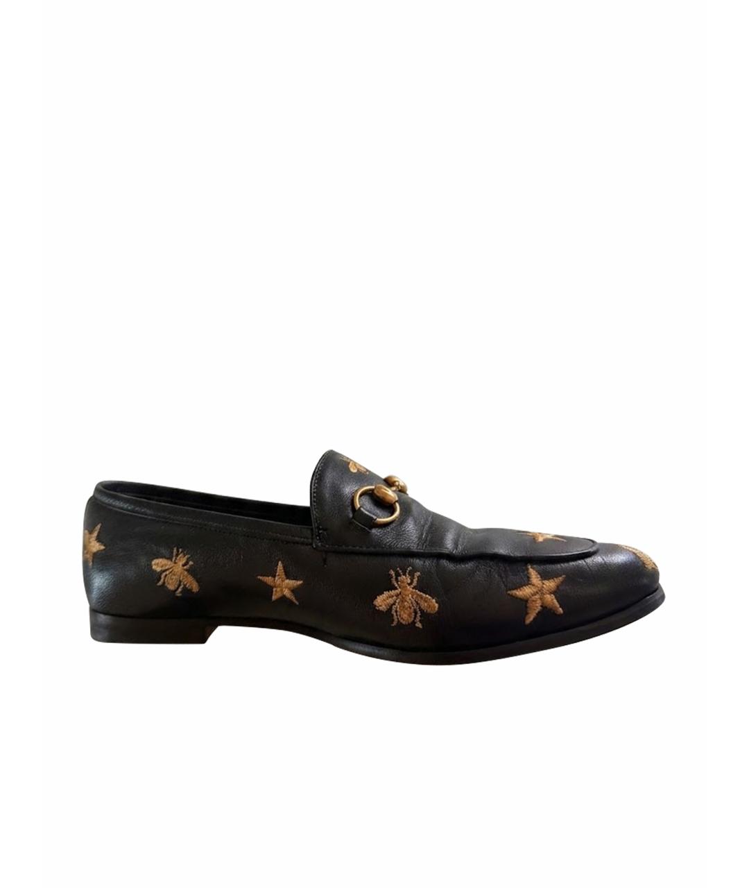 GUCCI Черные кожаные лоферы, фото 1