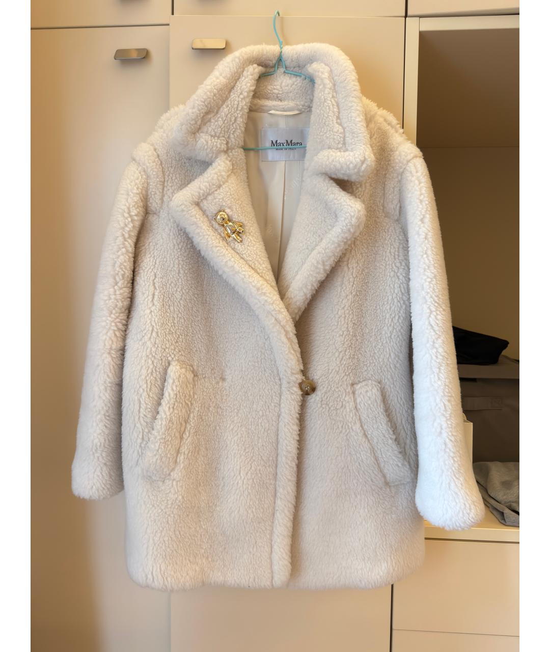 MAX MARA Белая шерстяная шуба, фото 5