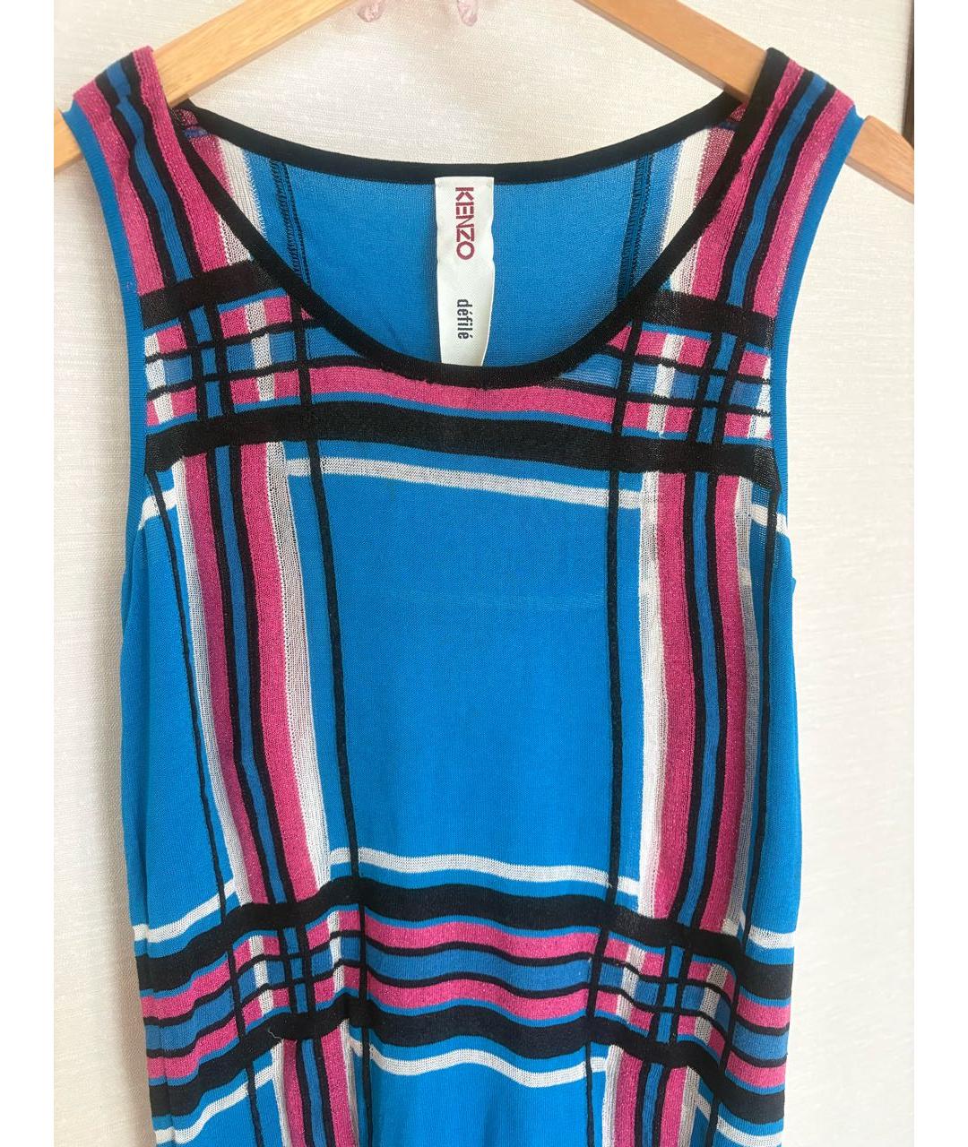KENZO Голубое вискозное повседневное платье, фото 4
