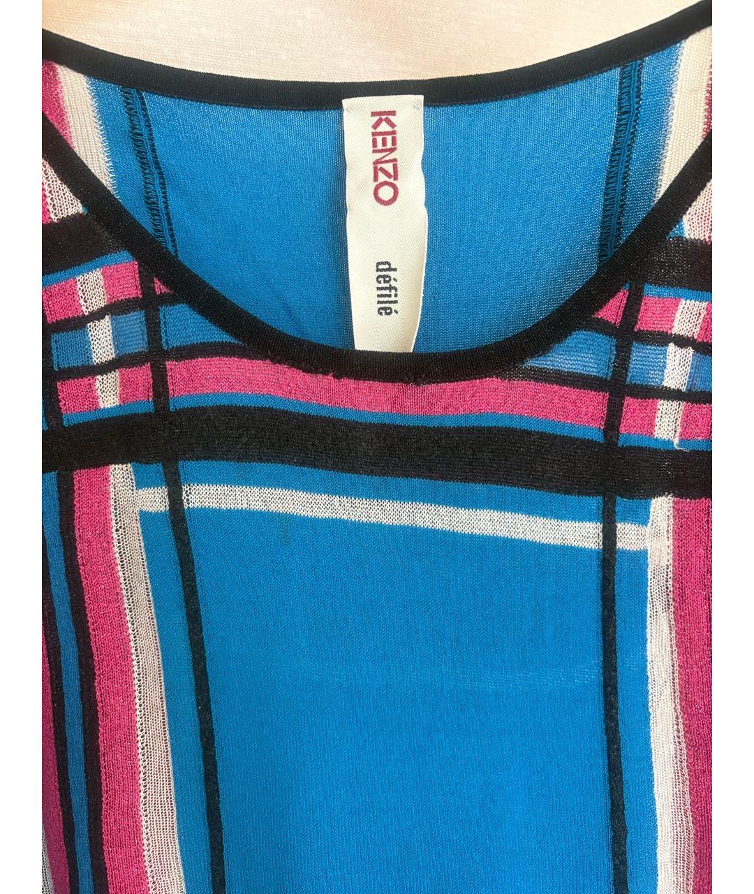 KENZO Голубое вискозное повседневное платье, фото 5