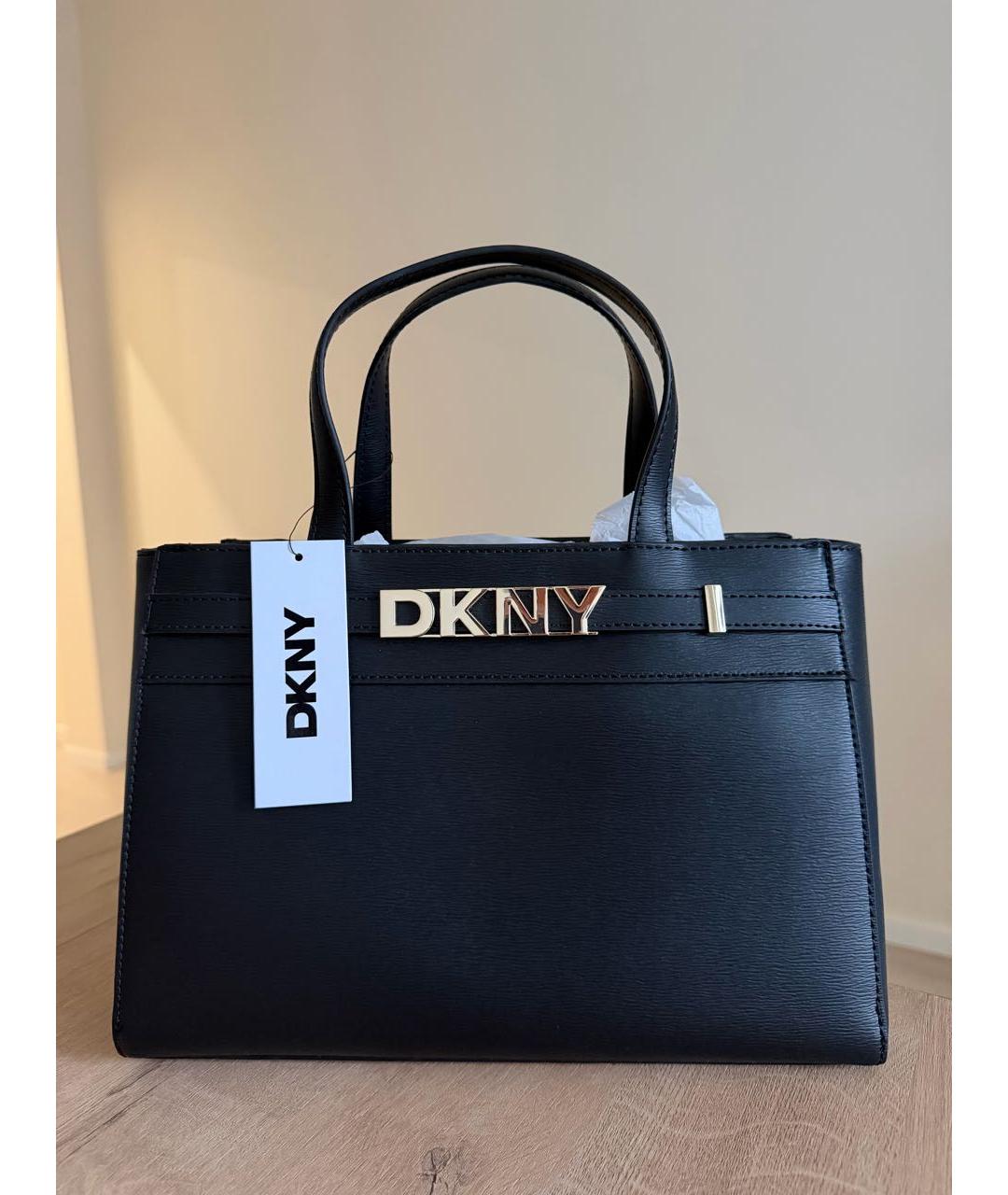 DKNY Черная сумка с короткими ручками из искусственной кожи, фото 5