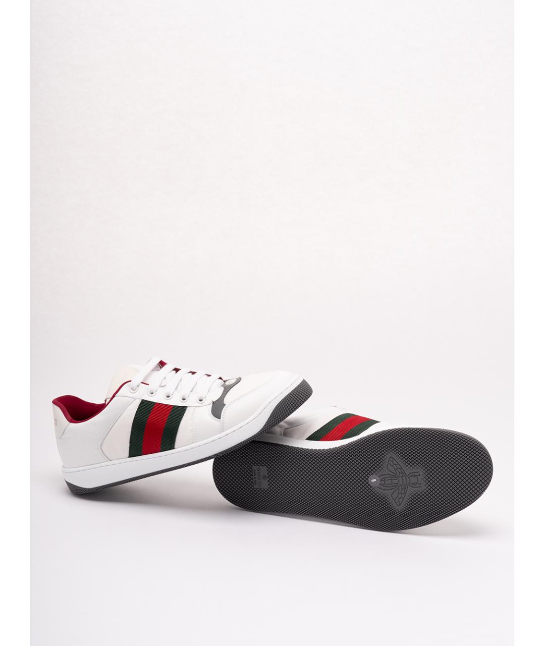 GUCCI Белые синтетические низкие кроссовки / кеды, фото 4
