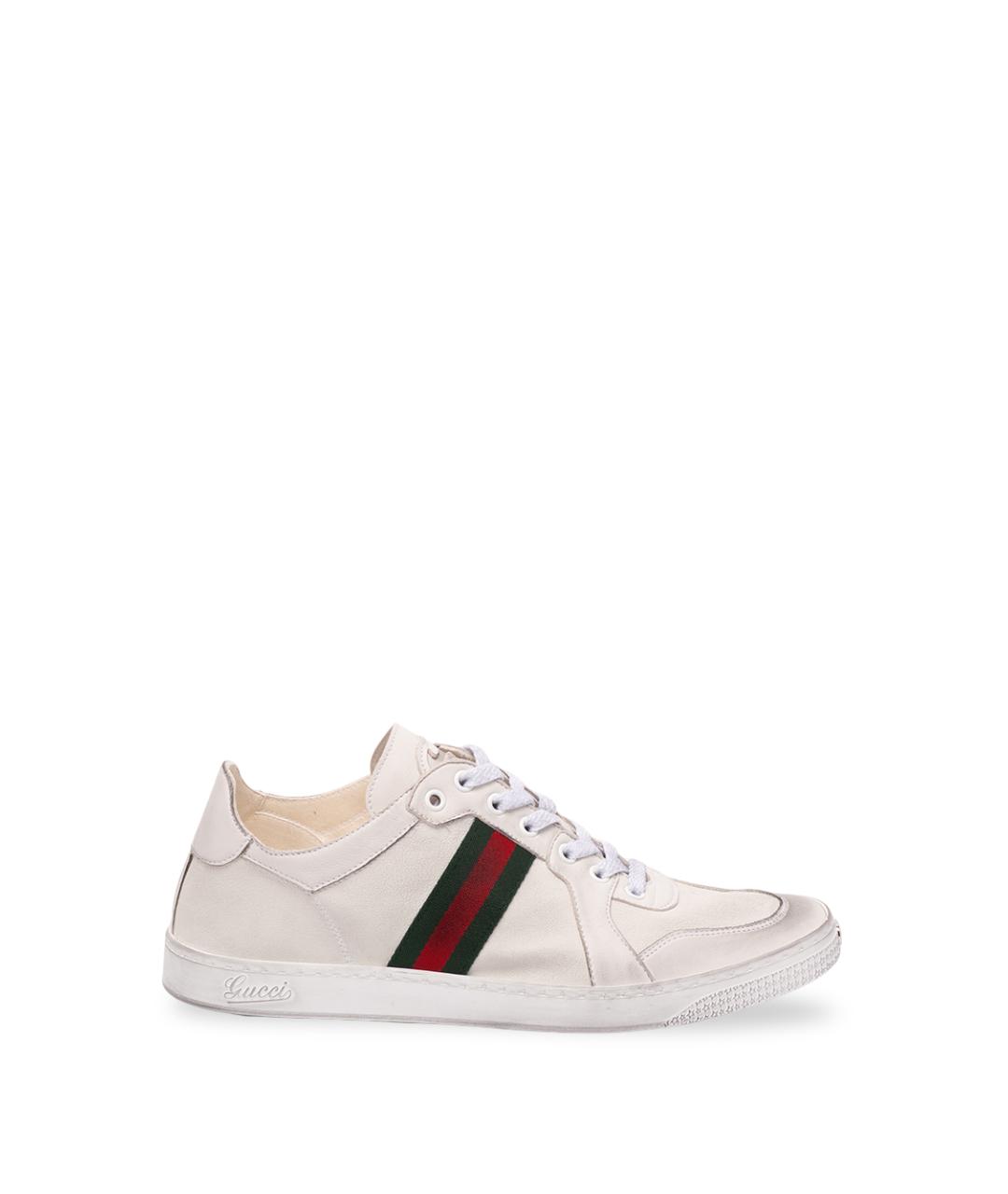 GUCCI Белые кожаные низкие кроссовки / кеды, фото 1