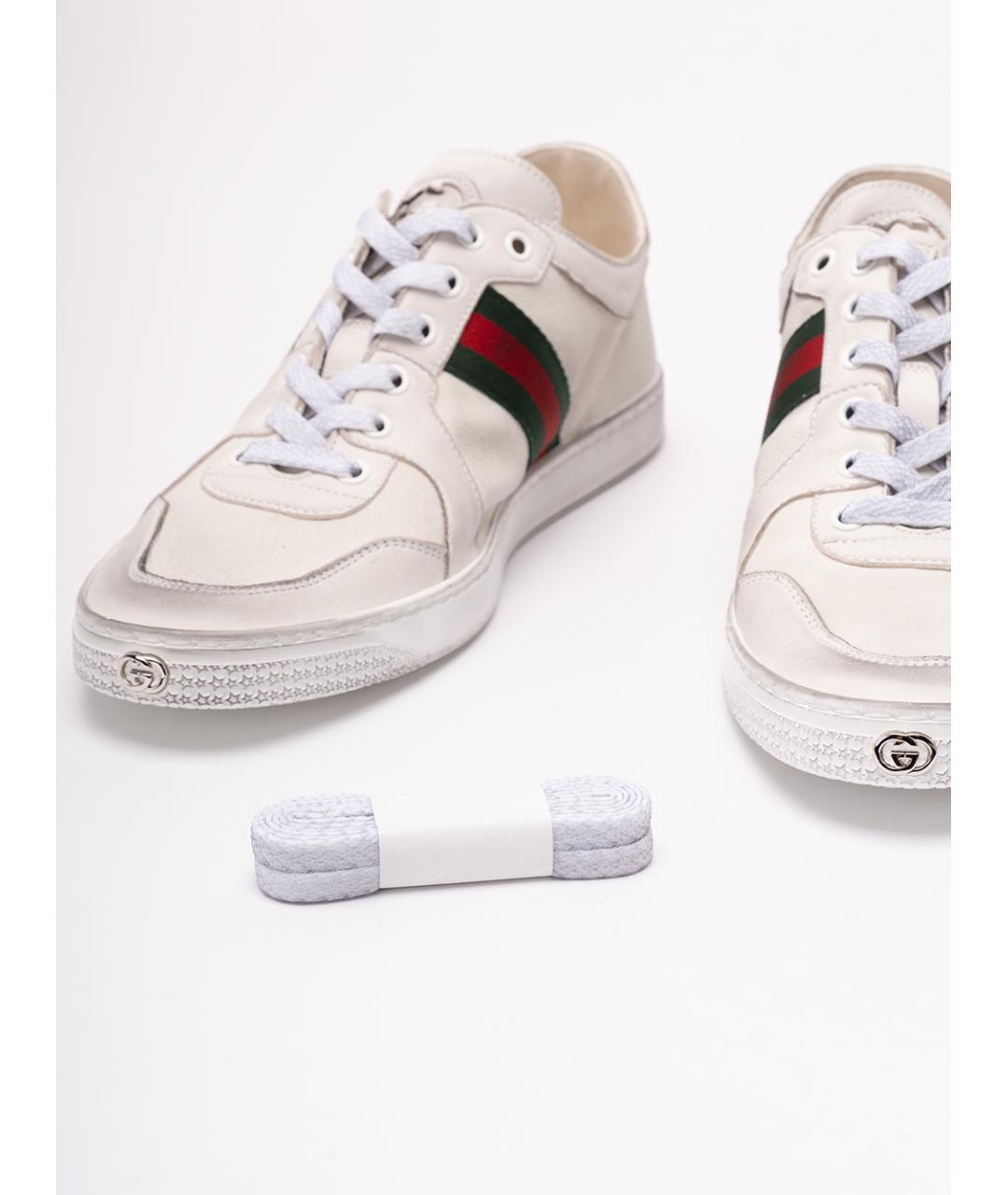 GUCCI Белые кожаные низкие кроссовки / кеды, фото 5