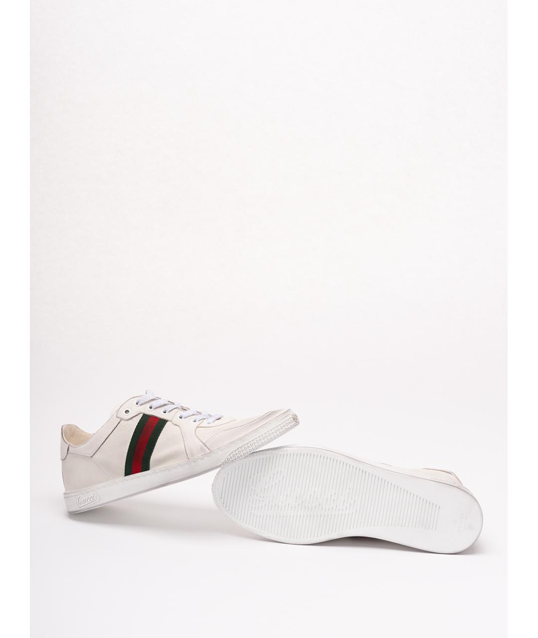 GUCCI Белые кожаные низкие кроссовки / кеды, фото 4