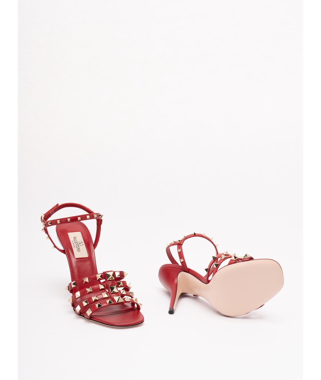 VALENTINO Красные кожаные босоножки, фото 4