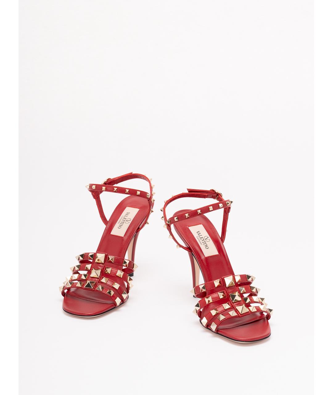 VALENTINO Красные кожаные босоножки, фото 2