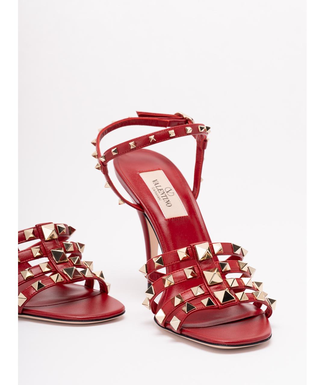 VALENTINO Красные кожаные босоножки, фото 5