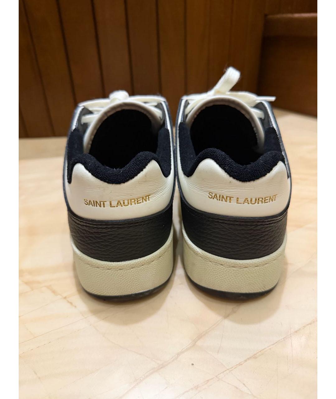 SAINT LAURENT Белые кожаные низкие кроссовки / кеды, фото 4