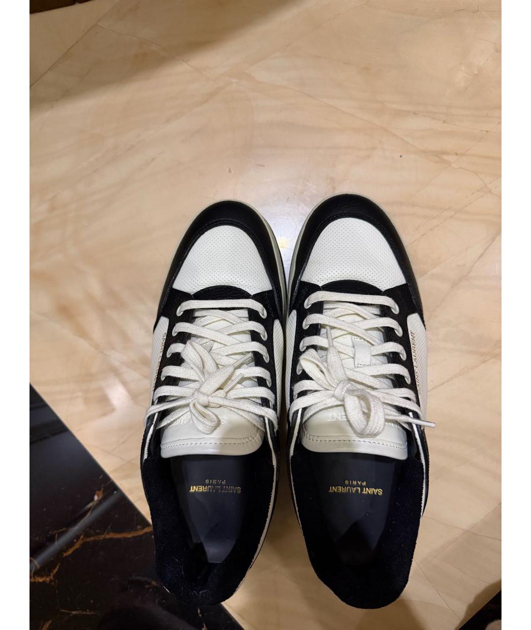 SAINT LAURENT Белые кожаные низкие кроссовки / кеды, фото 3