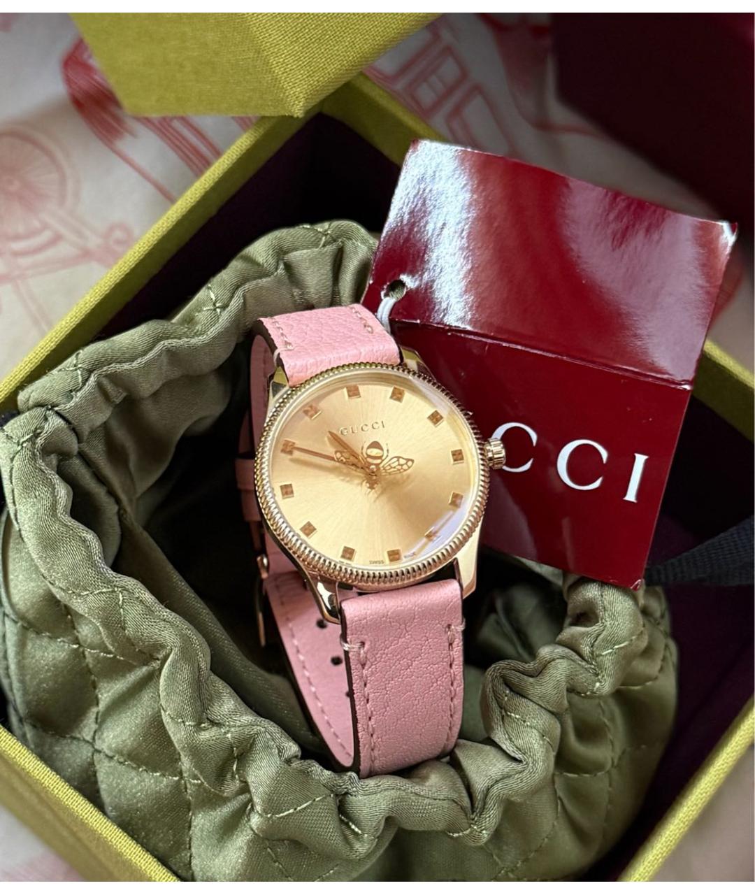 GUCCI Розовые позолоченные часы, фото 2