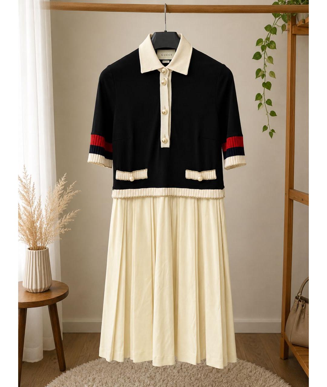 GUCCI Бежевое вискозное платье, фото 9