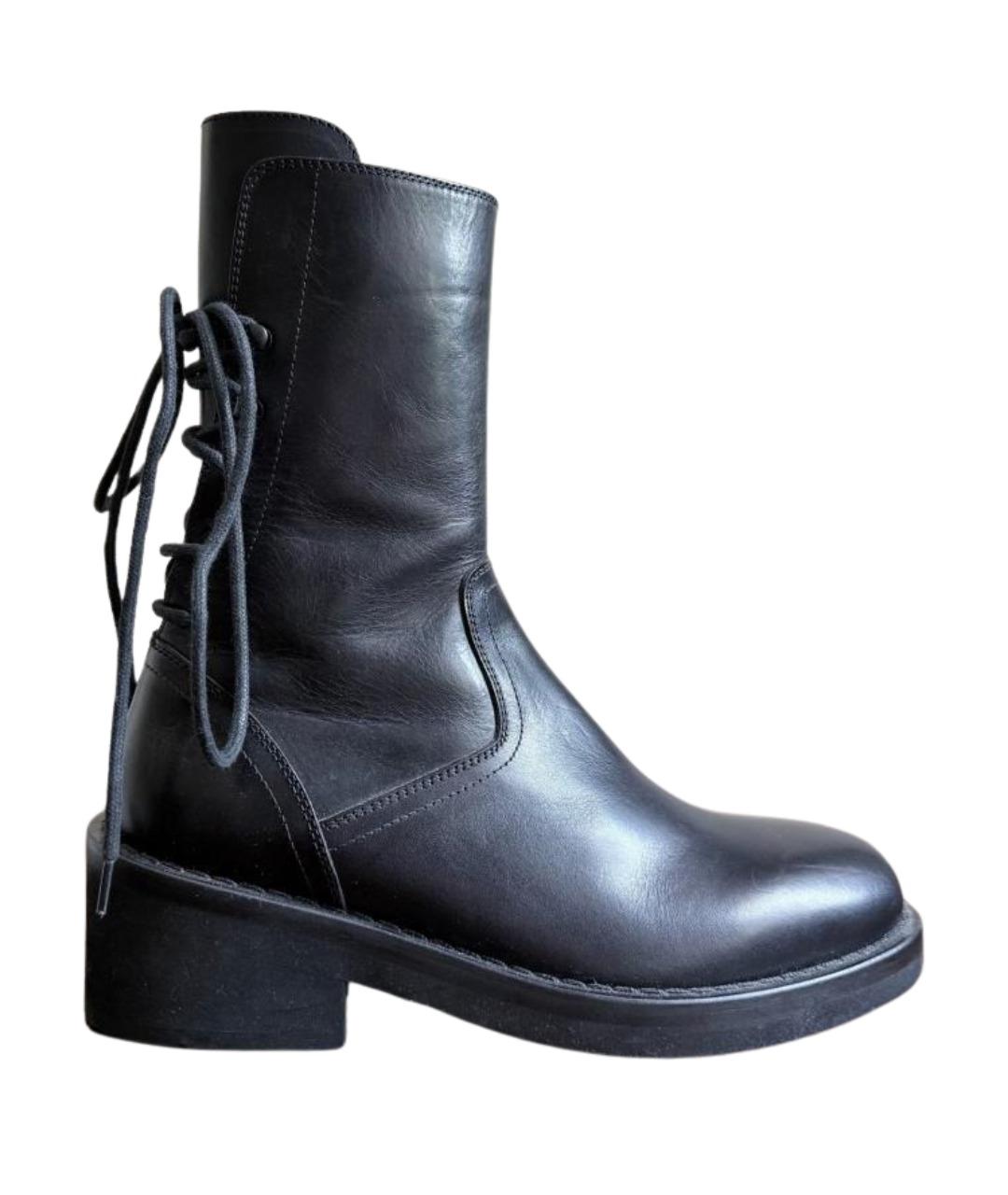 ANN DEMEULEMEESTER Черные кожаные ботинки, фото 1