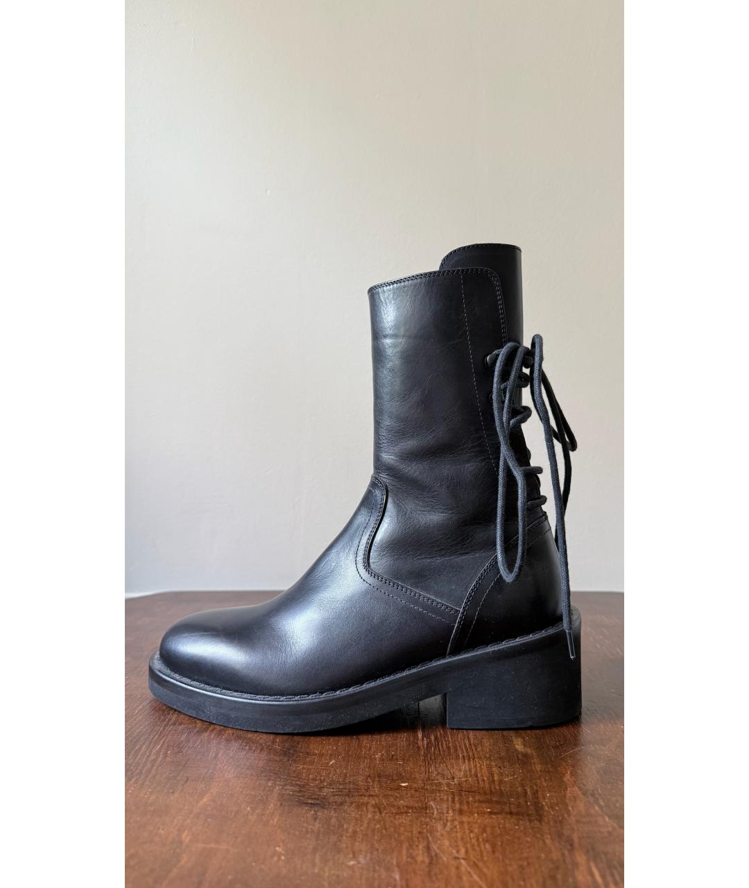 ANN DEMEULEMEESTER Черные кожаные ботинки, фото 8