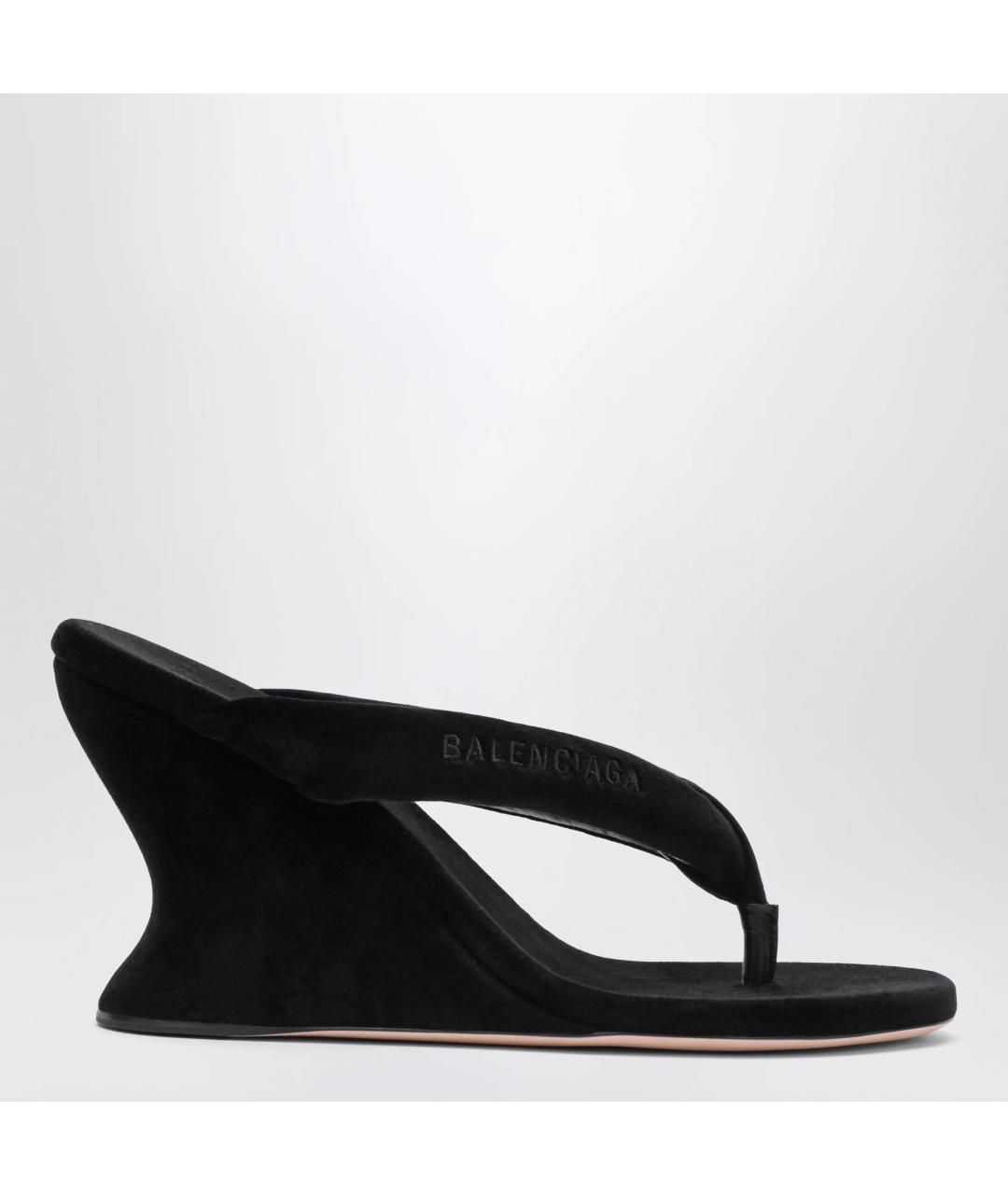 BALENCIAGA Черные бархатные мюли, фото 3