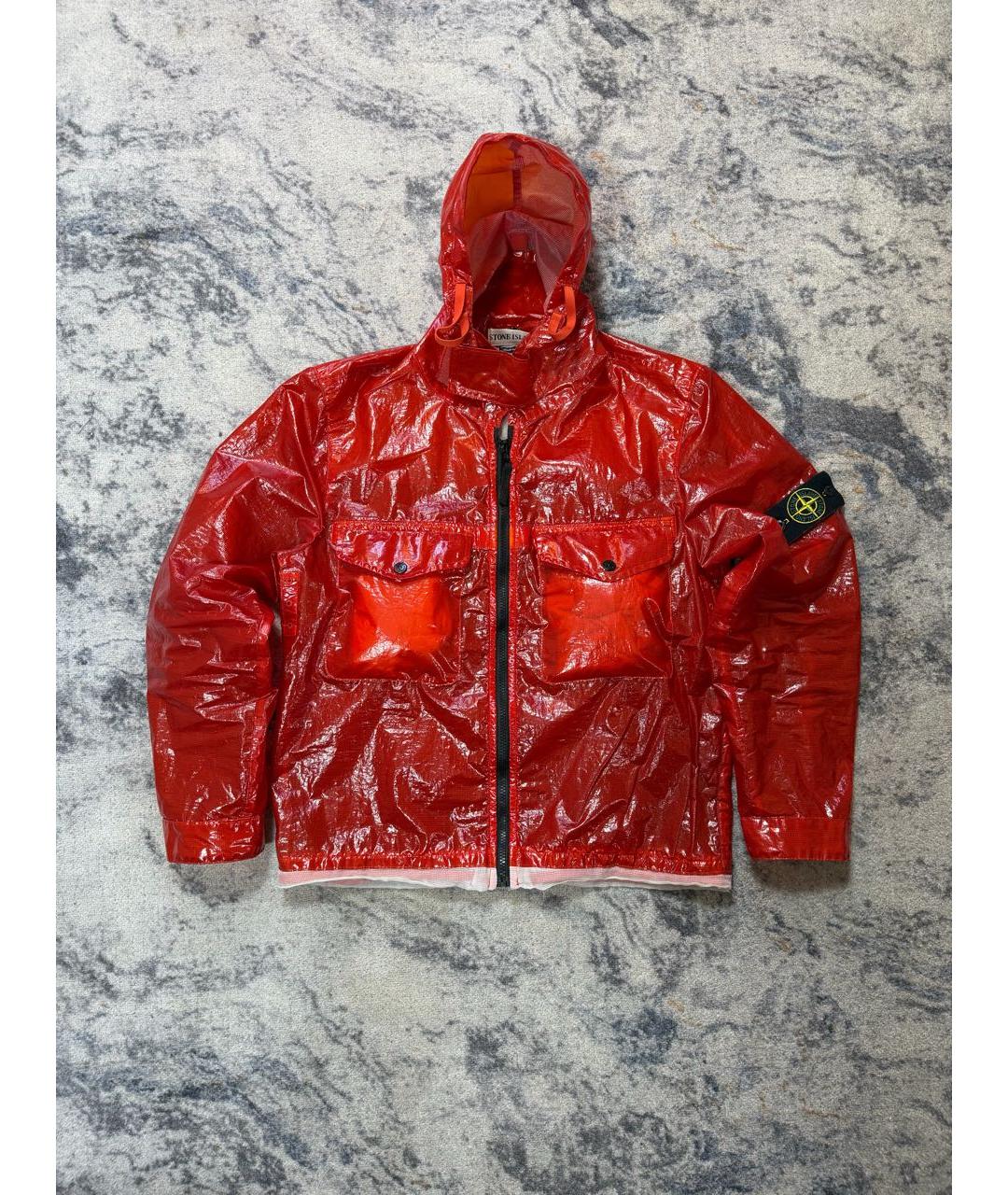 STONE ISLAND Красная полиуретановая куртка, фото 4