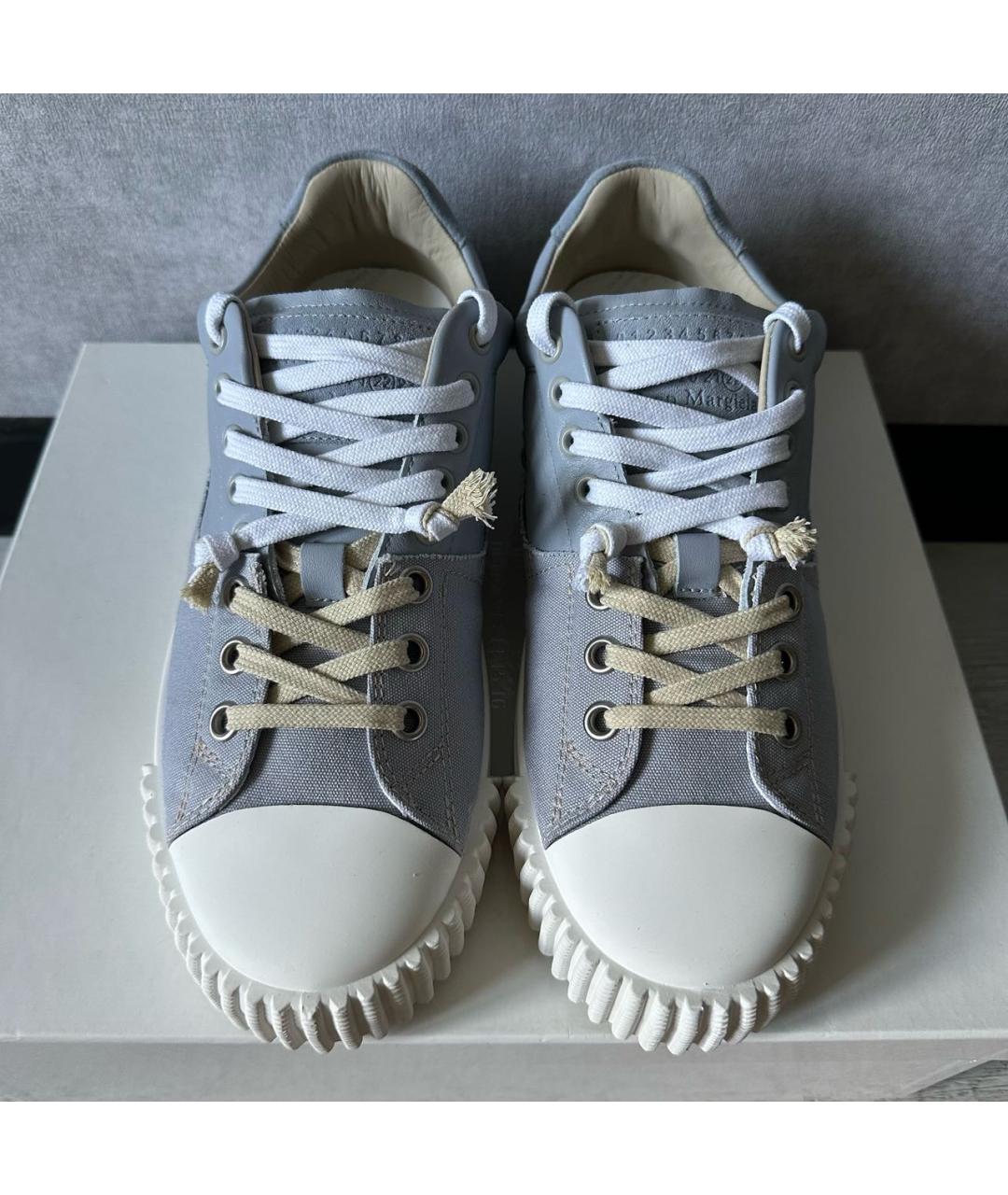 MAISON MARGIELA Голубые кожаные низкие кроссовки / кеды, фото 2