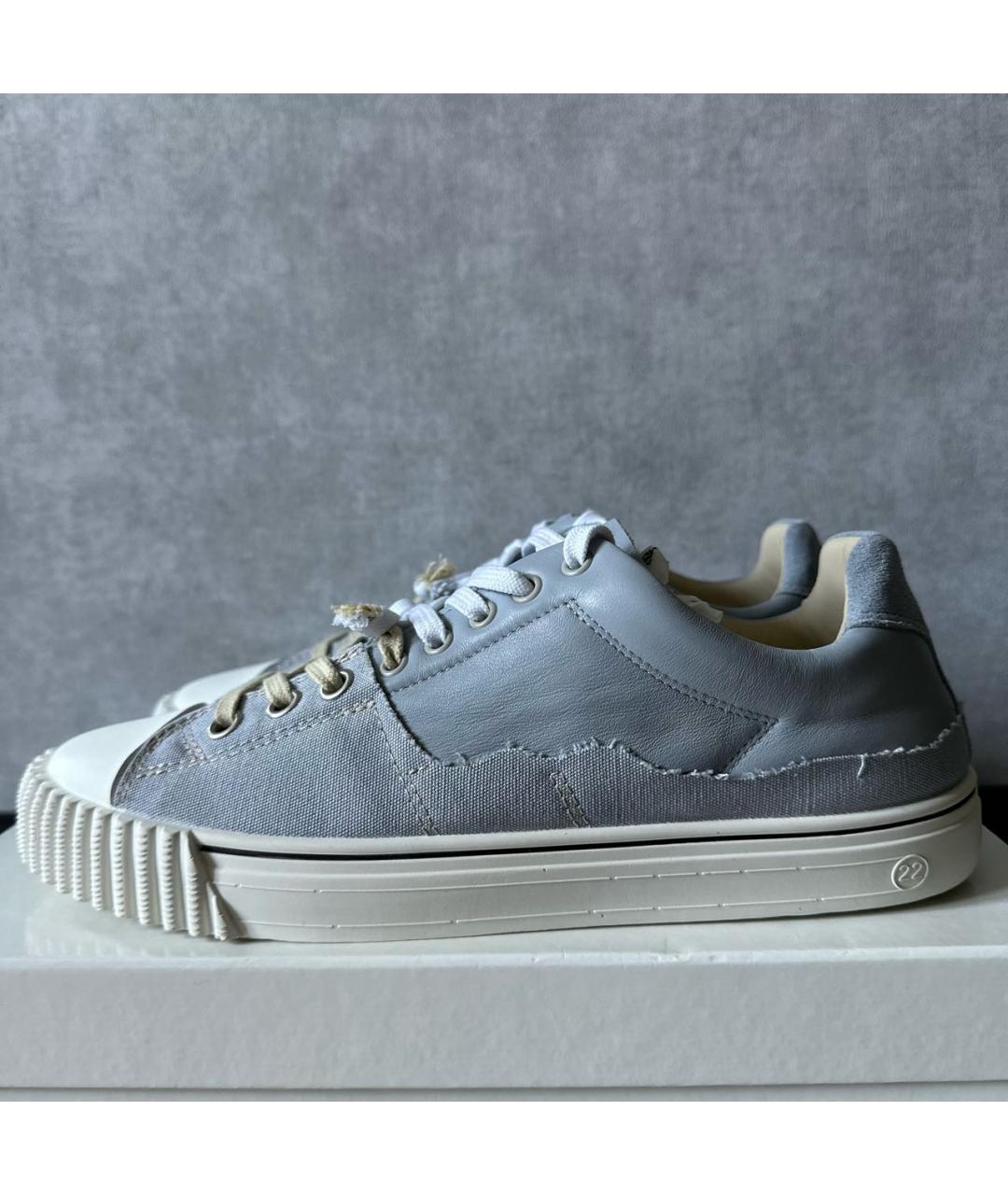 MAISON MARGIELA Голубые кожаные низкие кроссовки / кеды, фото 3