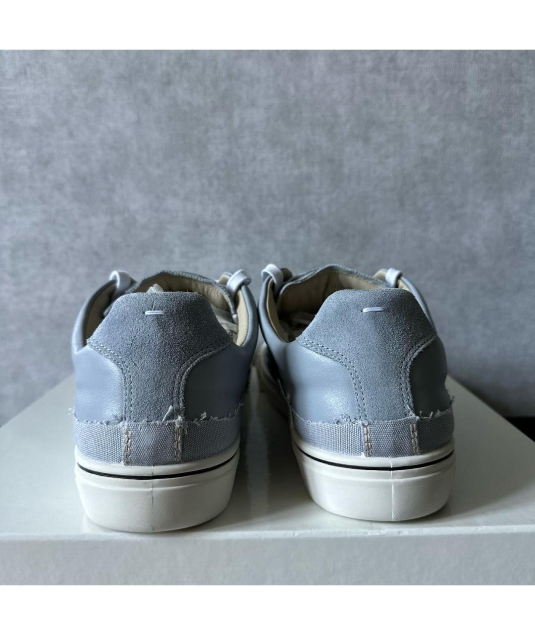 MAISON MARGIELA Голубые кожаные низкие кроссовки / кеды, фото 4