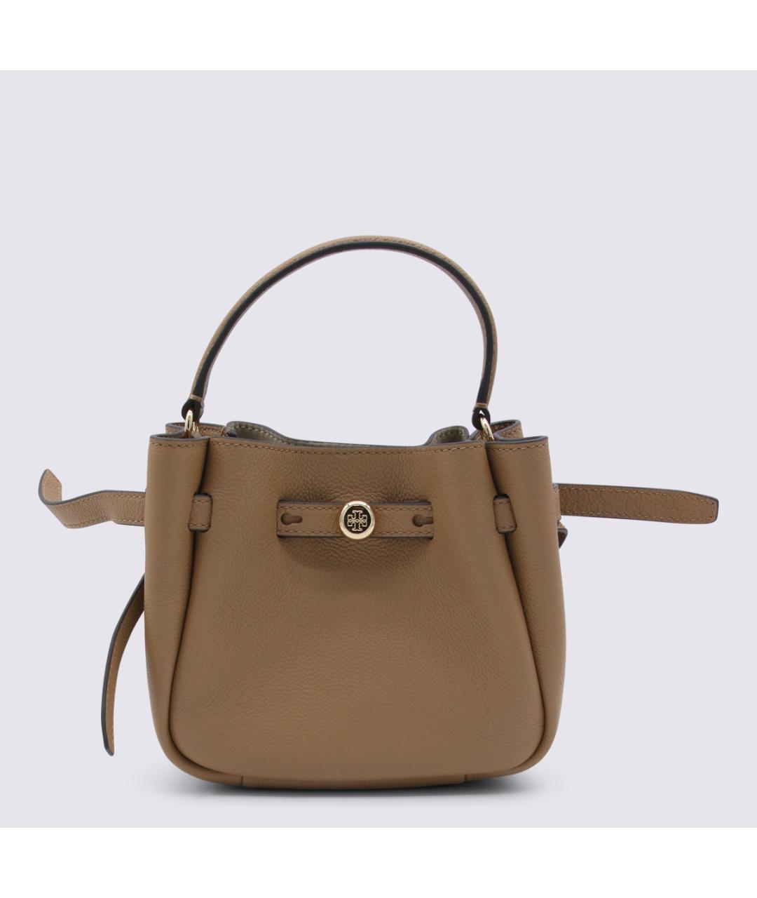 TORY BURCH Бежевая кожаная сумка с короткими ручками, фото 5