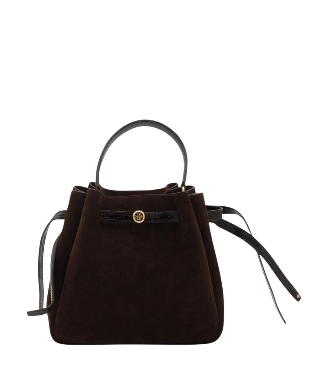 TORY BURCH Коричневая замшевая сумка с короткими ручками, фото 1