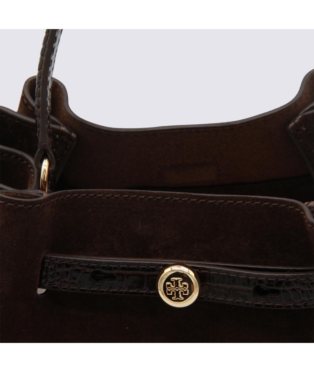 TORY BURCH Коричневая замшевая сумка с короткими ручками, фото 4