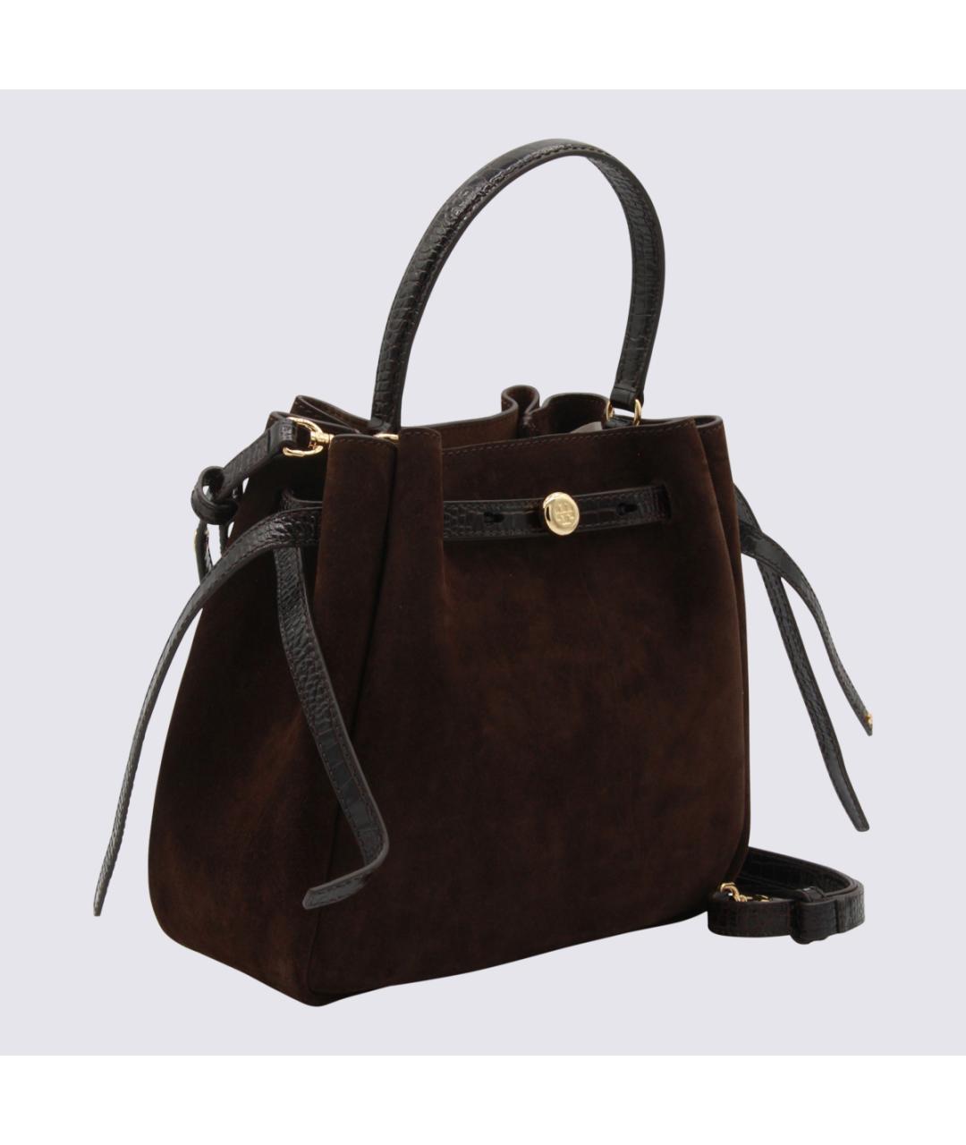 TORY BURCH Коричневая замшевая сумка с короткими ручками, фото 2