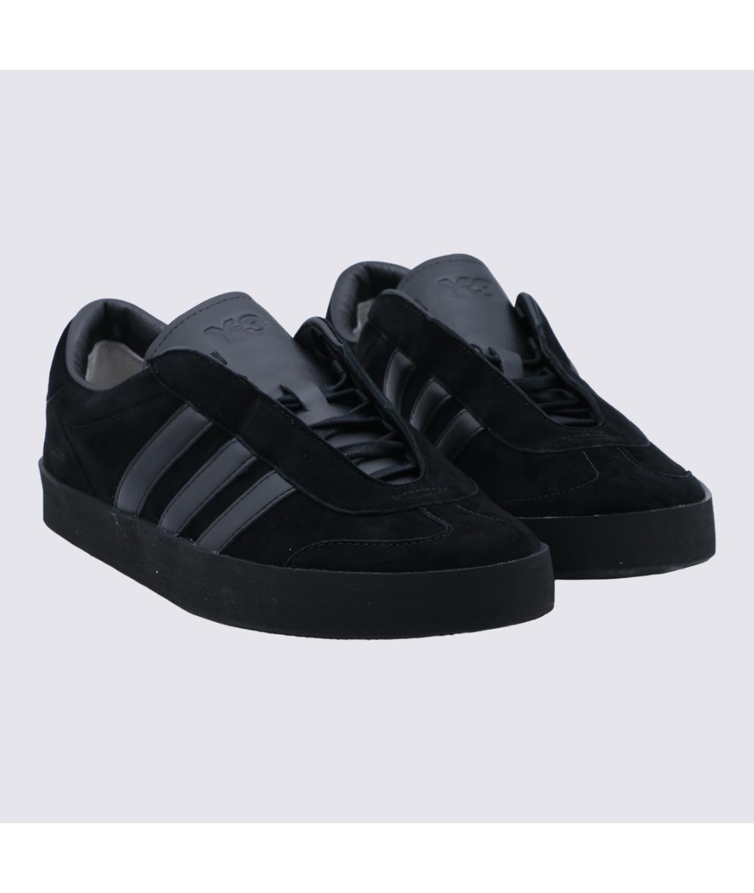 Y-3 Черные кожаные низкие кроссовки / кеды, фото 2