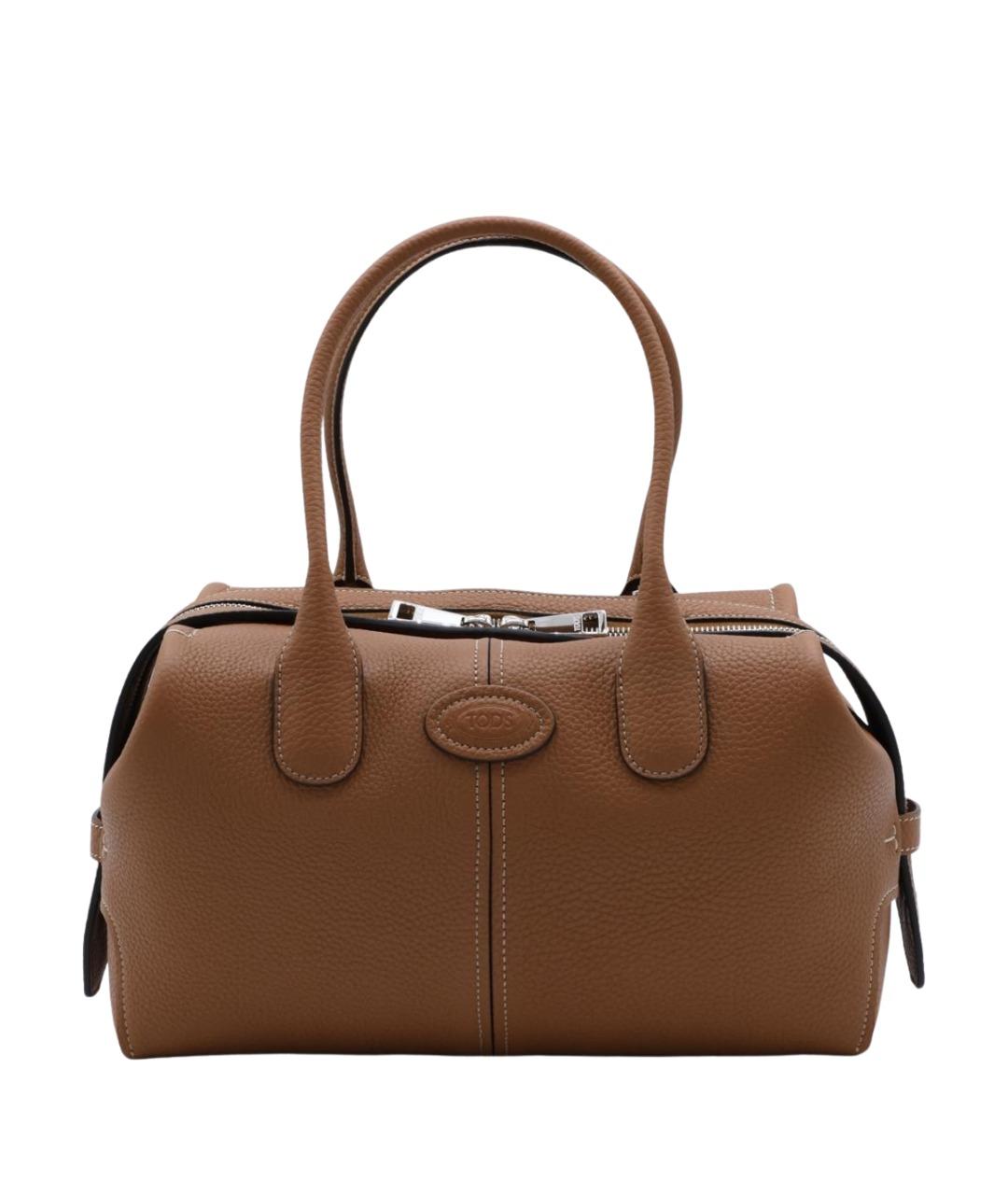 TOD'S Коричневая кожаная сумка с короткими ручками, фото 1
